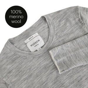 HUDSON NORTH 100% Merino Wool Long Sleeve gray Crewneck Sweater - M